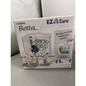 MARINA Betta EZ Care Aquarium Kit Betta Fish Tank 0.7 Gal WHITE .6¼"Lx6¼"Wx6¼"H